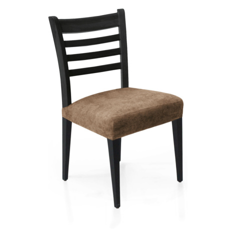Poťah elastický na sedák stoličky, komplet 2 ks Estivella odolný proti škvrnám, svetle hnedý FORBYT