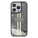 Plastové puzdro Guess na Apple iPhone 15 Pro GUHCP15LLFCSEGK Liquid Glitter Gold Stripe čierne
