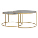 Sklenené okrúhle konferenčné stolíky v súprave 2 ks v zlatej farbe ø 75 cm Duarte - Light & Livi