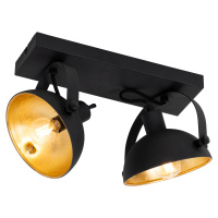 Priemyselné stropné svietidlo čierne so zlatým 2-svetlom nastaviteľné - Magnax