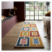 Ručne tkaný vlnený behúň 60x230 cm Retro Blocks – Flair Rugs