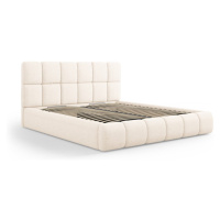 Krémovobiela čalúnená dvojlôžková posteľ s úložným priestorom s roštom 200x200 cm Bellis – Micad