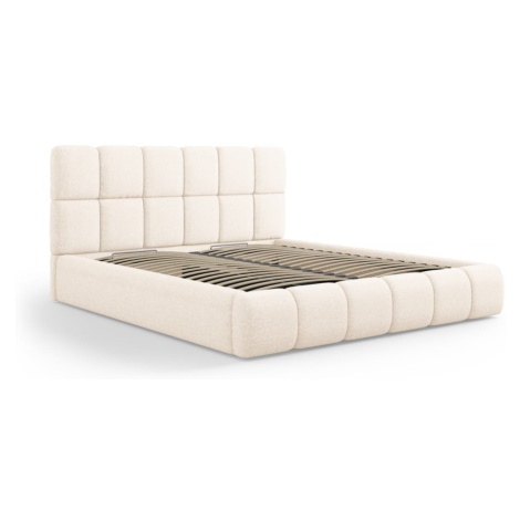 Krémovobiela čalúnená dvojlôžková posteľ s úložným priestorom s roštom 200x200 cm Bellis – Micad Micadoni