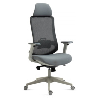 AUTRONIC KA-V321 GREY Kancelářská židle, šedý plast, šedá průžná látka a mesh, 4D područky, kole