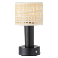 PR Home Nabíjateľná stolová lampa Tiara, CCT, ratan/čierna