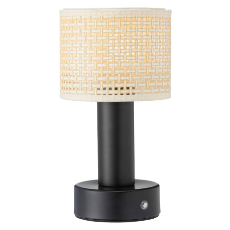 PR Home Nabíjateľná stolová lampa Tiara, CCT, ratan/čierna