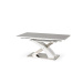 HALMAR Sandor 2 rozkladací jedálenský stôl sivý lesk / biely lesk / nerezová