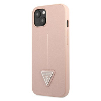 Plastové puzdro Guess na Apple iPhone 13 Mini GUHCP13SPSATLP Saffiano Triangle Logo ružové