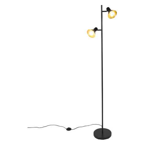 Moderná stojaca lampa čierna so zlatými 2-svetlami - Magno QAZQA