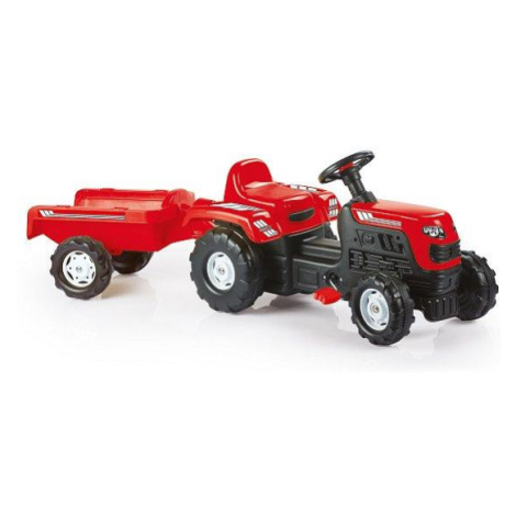 Šliapací traktor Ranchero s vlečkou, červený DOLU
