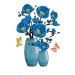 Kvetina nástenná samolepka 3D modrá