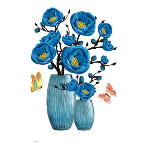 Kvetina nástenná samolepka 3D modrá