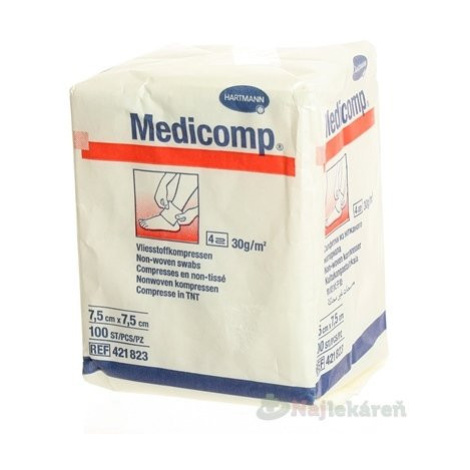 MEDICOMP kompres z netkaného textilu, nesterilný (7,5x7,5cm) 100ks