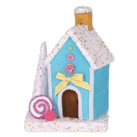 Dekoracia MagicHome Candy Line, domček, modrý, 27 cm