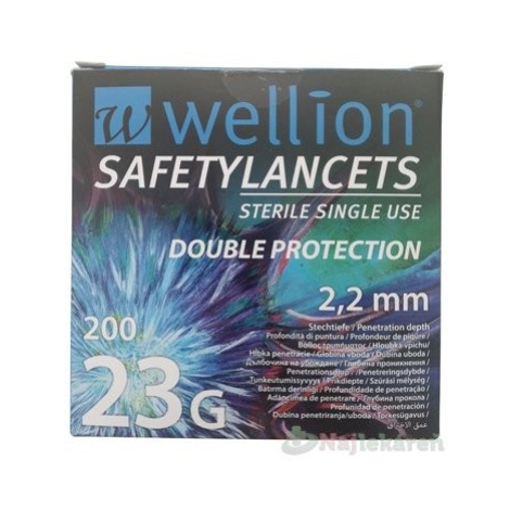 Wellion Safety Lancets 23G Lanceta bezpečnostná priemer 2,2 mm, sterilná, jednorazová 200 ks