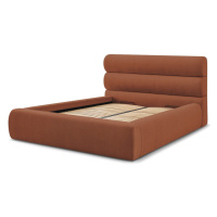 Oranžová čalúnená dvojlôžková posteľ s úložným priestorom s roštom 160x200 cm Jagna – Bobochic P