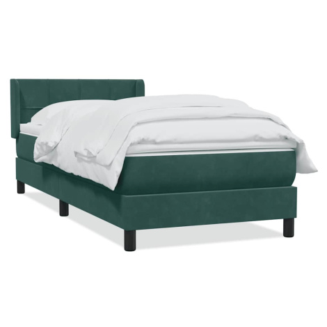 vidaXL Posteľný rám boxsping s matracom tmavozelený 100x210 cm zamat