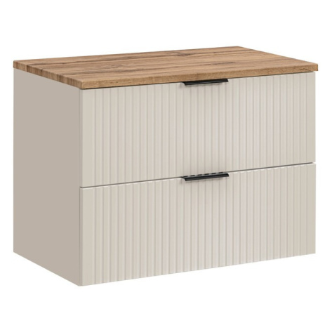 Závěsná skříňka pod umyvadlo Adel Cashmere s deskou 80 cm kašmír/dub wotan Comad