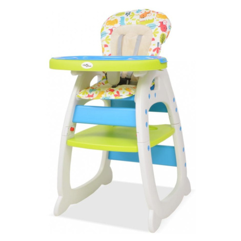 Detská jedálenská stolička 3v1 so stolíkom Dekorhome Modrá / zelená vidaXL