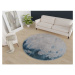 Modrý/sivý umývateľný okrúhly koberec ø 80 cm – Vitaus