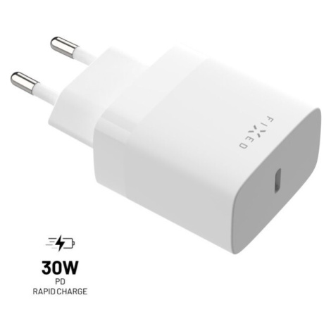 FIXED USB-C PD sieťová nabíjačka, 30W, biela