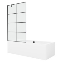MEXEN/S - Cube obdĺžniková vaňa 170 x 80 cm s panelom + vaňová zástena 100 cm, čierna vzor 55051