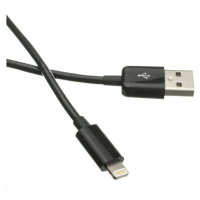 Kábel C-TECH USB 2.0 Nabíjací a synchronizačný kábel Lightning (IP5 a vyšší), 1 m, čierny