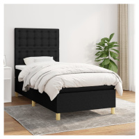 vidaXL Posteľný rám boxspring s matracom čierny 90x200 cm látka