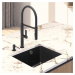 Sink Quality Crypton 55, kuchynský granitový drez 460x375x205 mm + zlatý sifón, čierna, SKQ-CRY.