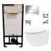 DEANTE Podstavný rám, pre závesné WC misy + SLIM tlačidlo chrom + WC REA Carlo Flat Mini Rimless