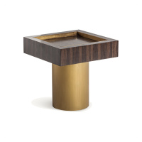 Estila Dizajnový príručný stolík Lea v art deco štýle v čokoládovej hnedej farbe so zlatou kovov