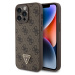 Guess PU 4G Strass Triangle Metal Logo Zadný Kryt pre iPhone 15 Pro Max Brown