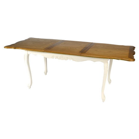Estila Luxusný provensálsky drevený bielo-hnedý rozkladací stôl Preciosa z masívneho mahagónovéh