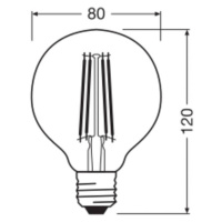 OSRAM LED Vintage 1906, G80, E27, 7,2 W, zlatá, 2 400 K, stmiev.