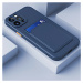 Samsung Galaxy M22 SM-M225F, silikónové puzdro s držiakom kariet, Wooze Card Slot, tmavomodré