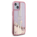 Guess PC/TPU Liquid Glitter Gold Stripe Kryt pre iPhone 15 Pro Max, Ružový