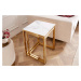LuxD Sada odkladacích stolíkov Latrisha 40 cm bielo-zlatá - vzor mramor