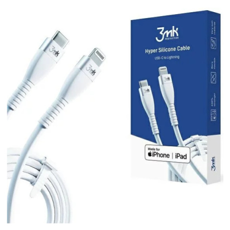 Kábel 3MK HyperSilicone MFI USB-C/Lightning white 1m 20W 3A ()