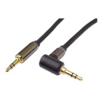 PremiumCord HQ tienený kábel stereo Jack 3.5mm - Jack 3.5mm zahnutý 90 ° 1,5 m