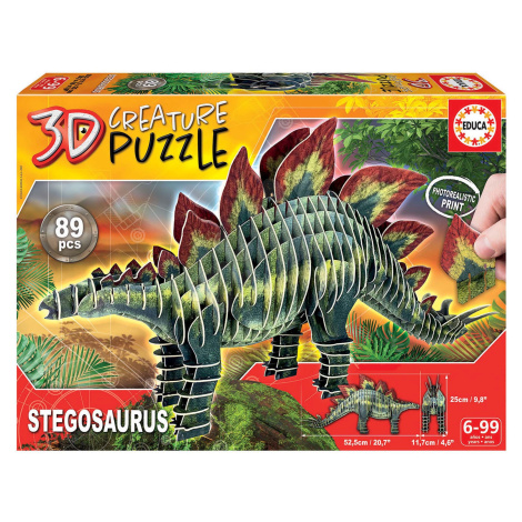 Puzzle dinosaurus Stegosaurus 3D Creature Educa 89 dielov od 6 rokov