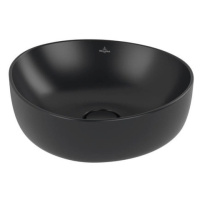 Villeroy & Boch Antao umyvadlo na desku 40x39,5 cm, bez přepadu, Ceramic Plus, Pure Black, 4A724