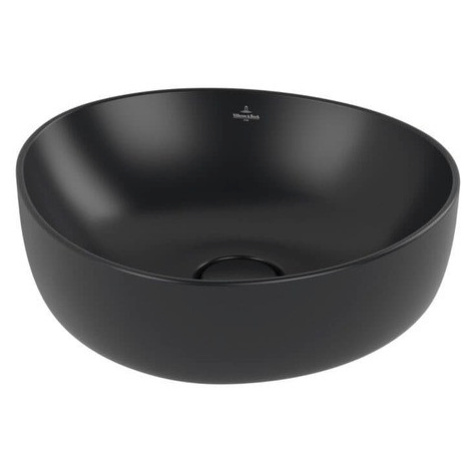 Villeroy & Boch Antao umyvadlo na desku 40x39,5 cm, bez přepadu, Ceramic Plus, Pure Black, 4A724