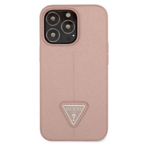 Guess PU Saffiano Triangle kryt iPhone 13 Pro ružový