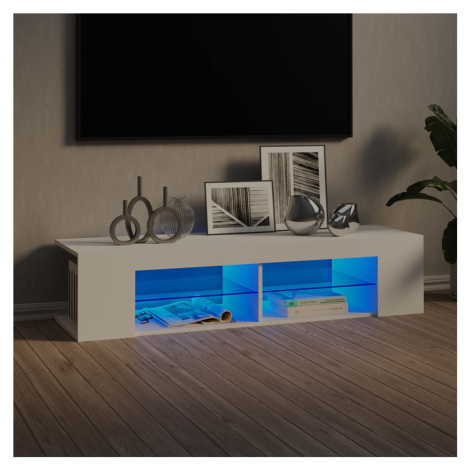 vidaXL TV skrinka s LED svetlami biela 135x39x30 cm