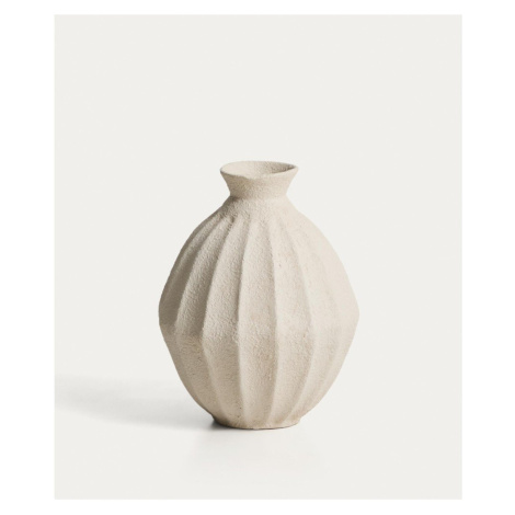 Krémovobiela ručne vyrobená/vysoká váza z papiermaša (výška  46,5 cm) Arquena – Kave Home