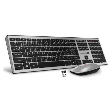 CONNECT IT Combo bezdrôtová strieborná klávesnica + myš, CZ + SK