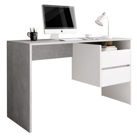 PC stôl, betón/biely mat, TULIO Tempo Kondela