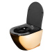 REA - Závesná WC misa vrátane sedátka Carlo Flat Mini Zlatá/čierna REA-C8990