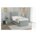 Svetlosivá čalúnená jednolôžková posteľ s úložným priestorom s roštom 80x200 cm Lena – Ropez