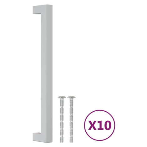 vidaXL Rukoväte na skrinku 10 ks strieborná 192 mm nehrdzavejúca oceľ